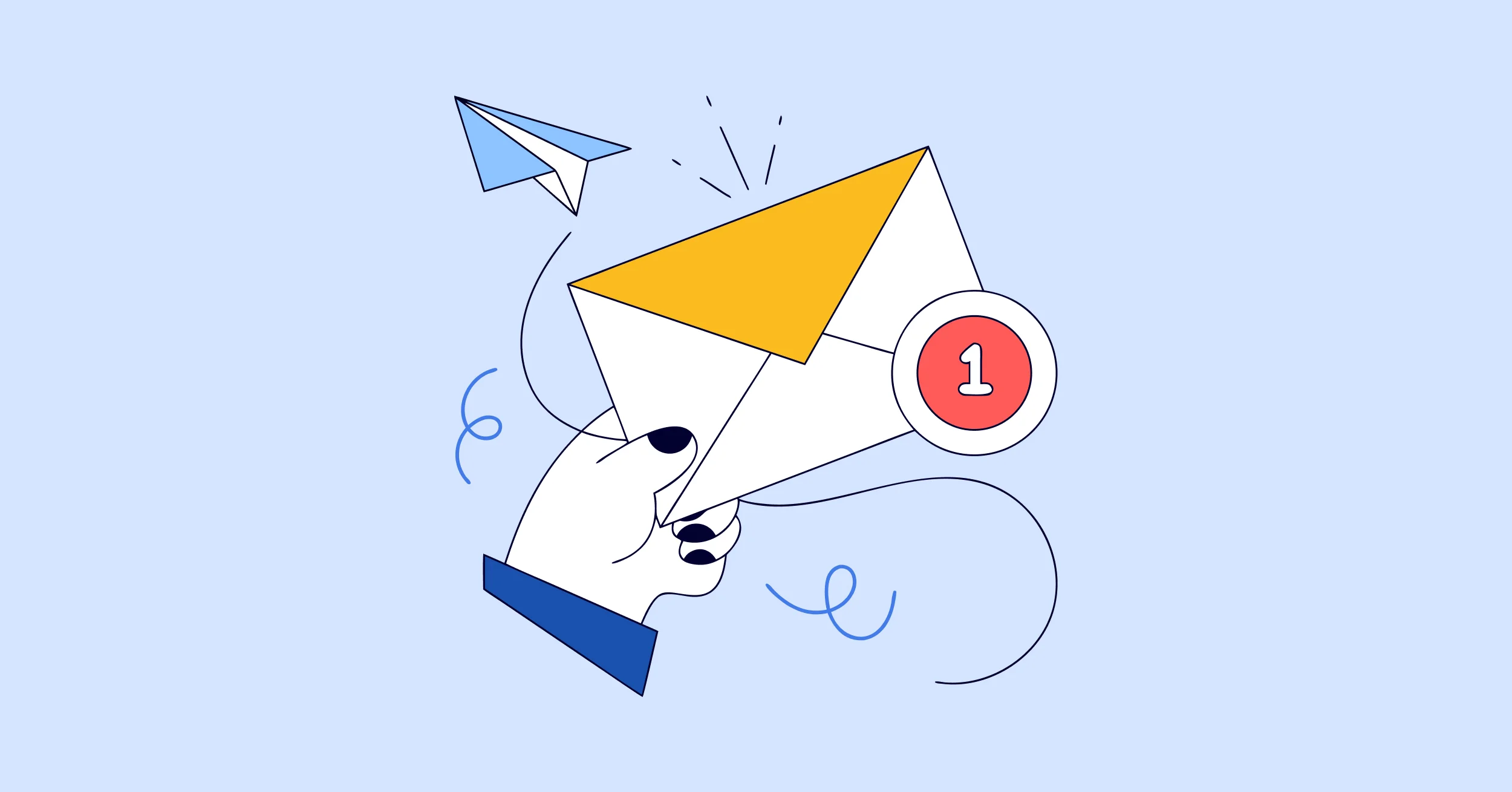 Hand holding an email with a red notification badge, illustrating a consistent and expected email sending frequency