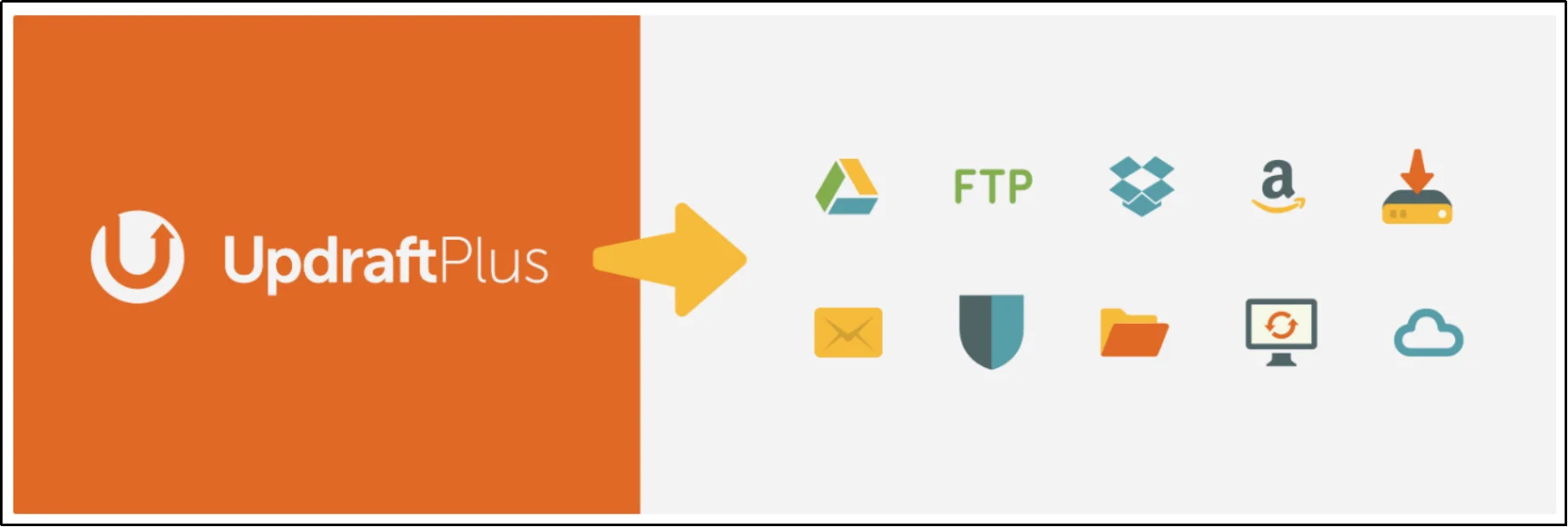 UpdraftPlus WordPress backup plugin with remote storage options like Google Drive, Dropbox, FTP, and Amazon S3