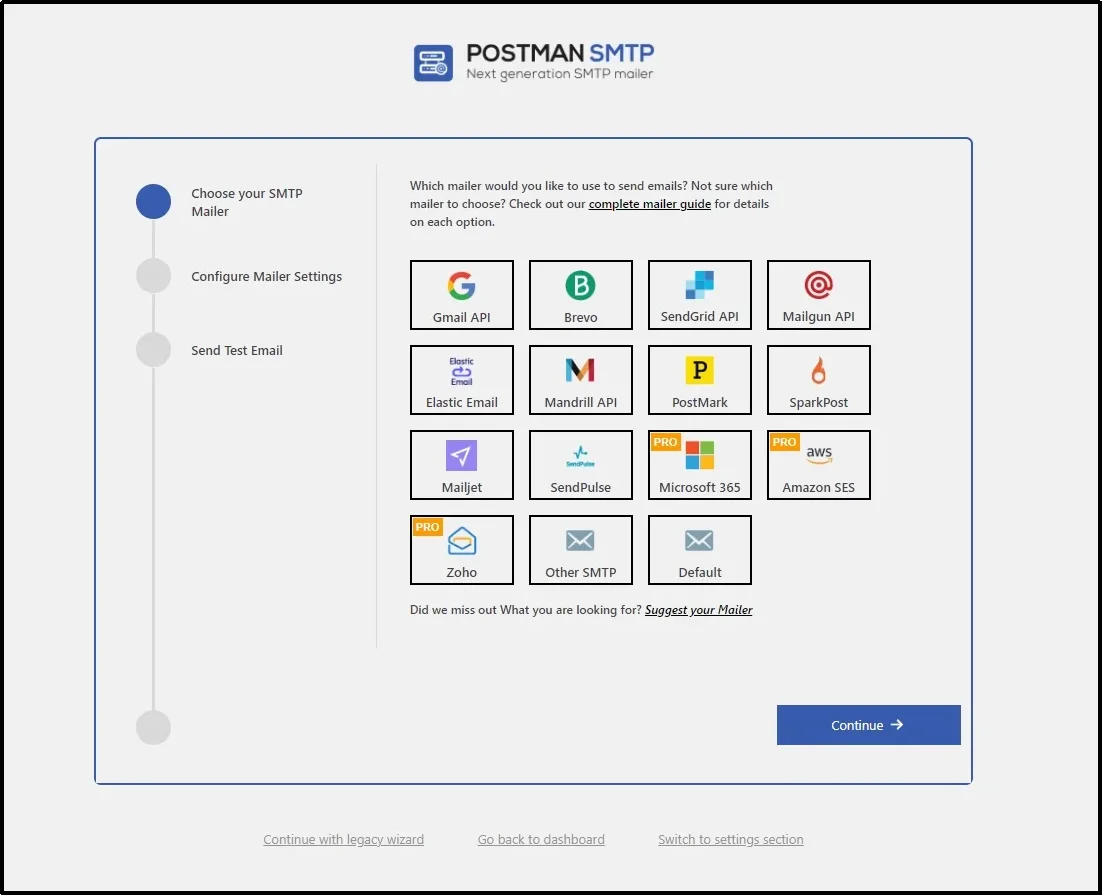 Choose your favorite SMTP mailer in WordPress settings