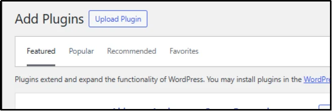 Click the Upload Plugin button in WordPress