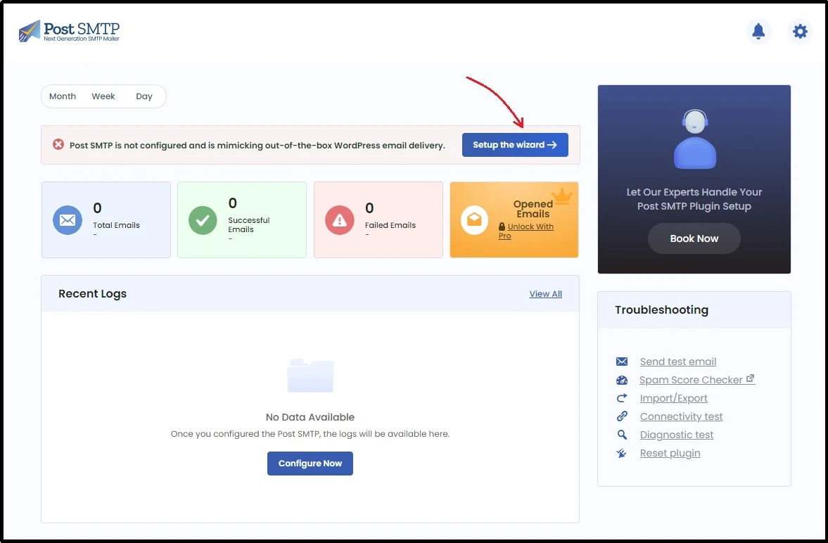 Click Use Setup Wizard button in Post SMTP