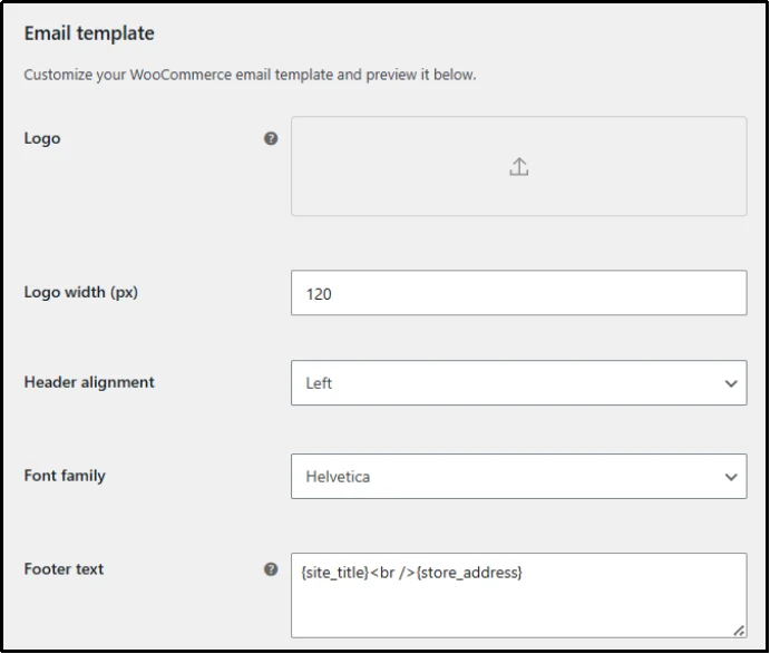 WooCommerce email template settings