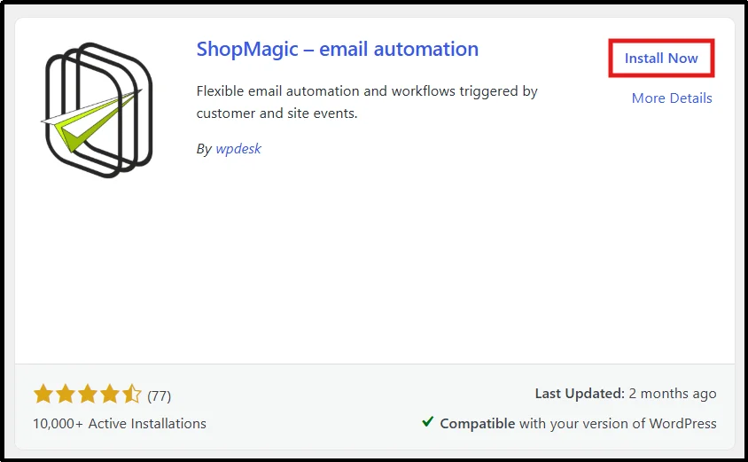 Activate the ShopMagic email automation plugin in WordPress