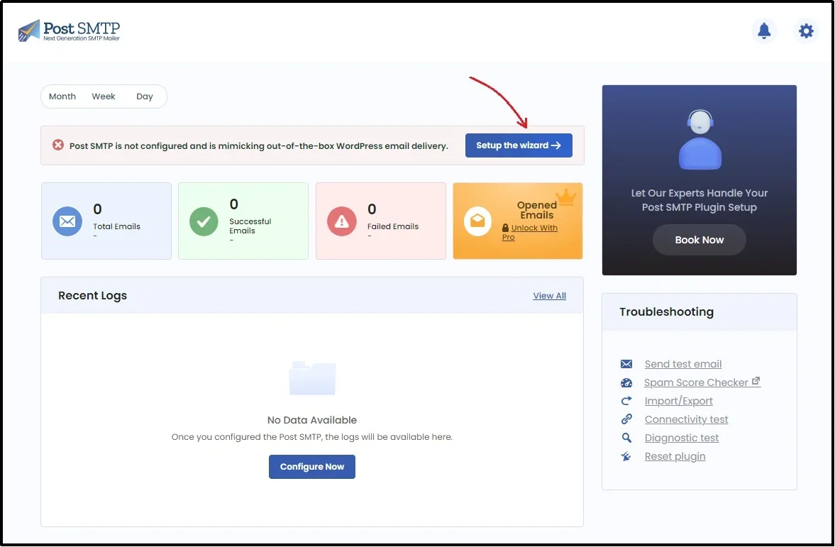 Begin the Post SMTP setup in WordPress