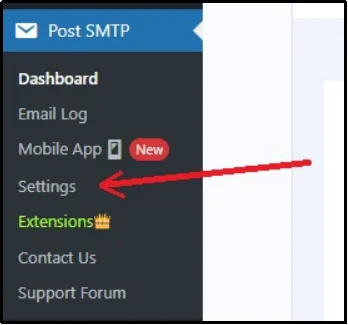 Navigating to the Post SMTP plugin settings page in WordPress