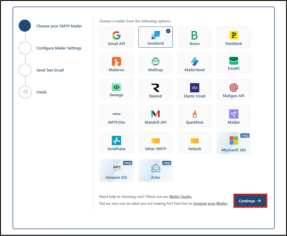 Popular SMTP providers available in Post SMTP