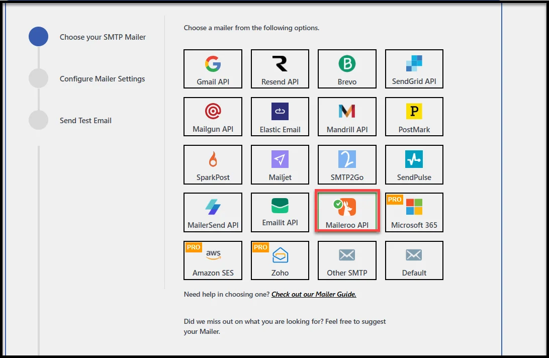 Select Maileroo as your mailer in Post SMTP settings