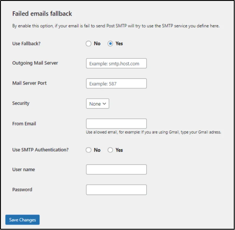 Set up a fallback mail server in Post SMTP for backup delivery