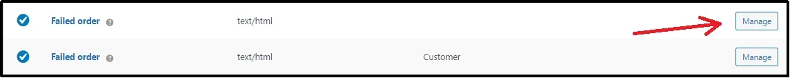 View the Manage button next to the failed order entry