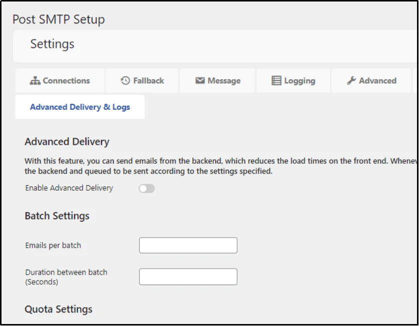 Advanced email delivery and logging options in Post SMTP