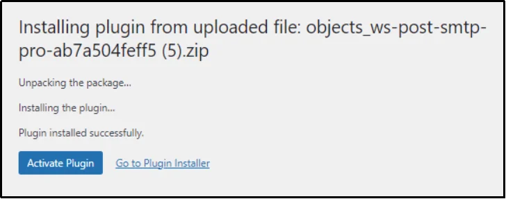 Click “Activate Plugin” after installing Post SMTP