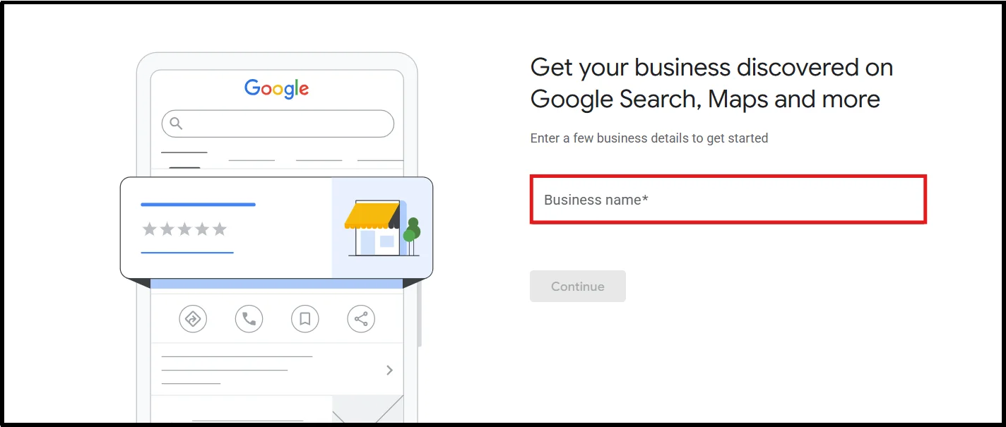 Creating a Google Business Profile by entering business information