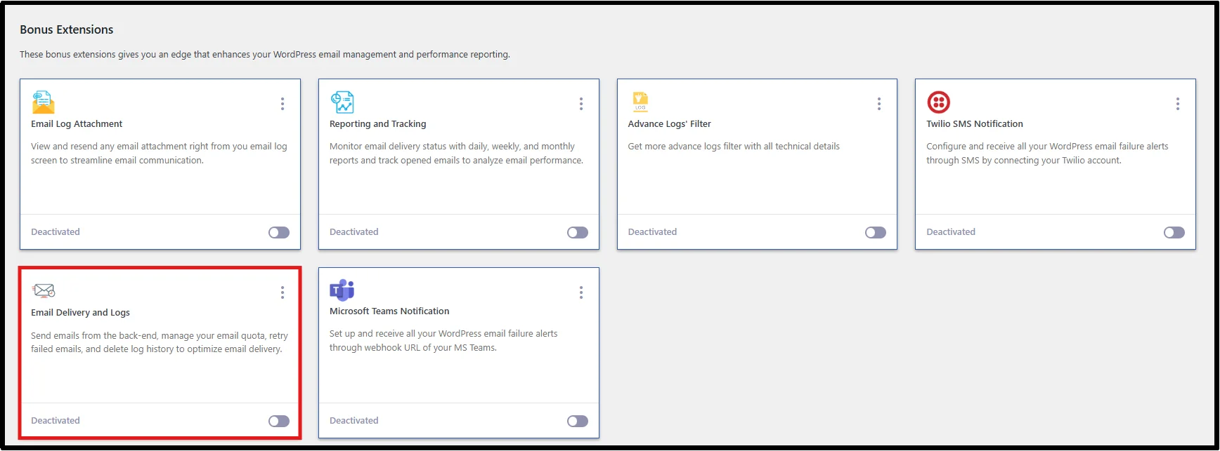 Enable Email Delivery and Logs extension in Post SMTP