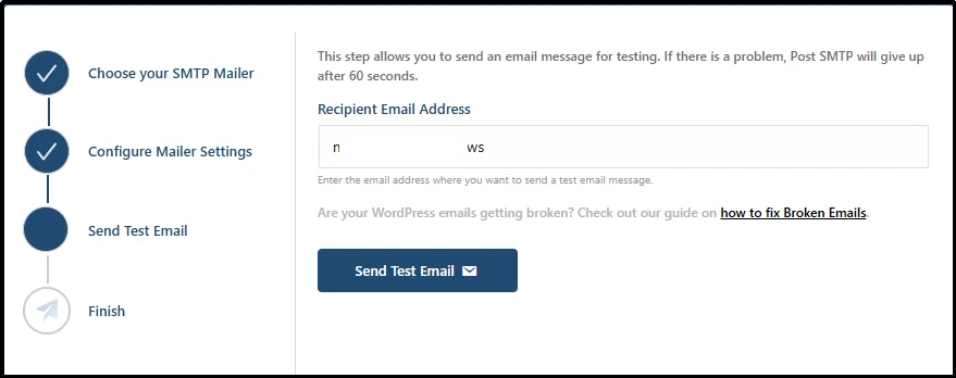Enter a valid email address to send a test email