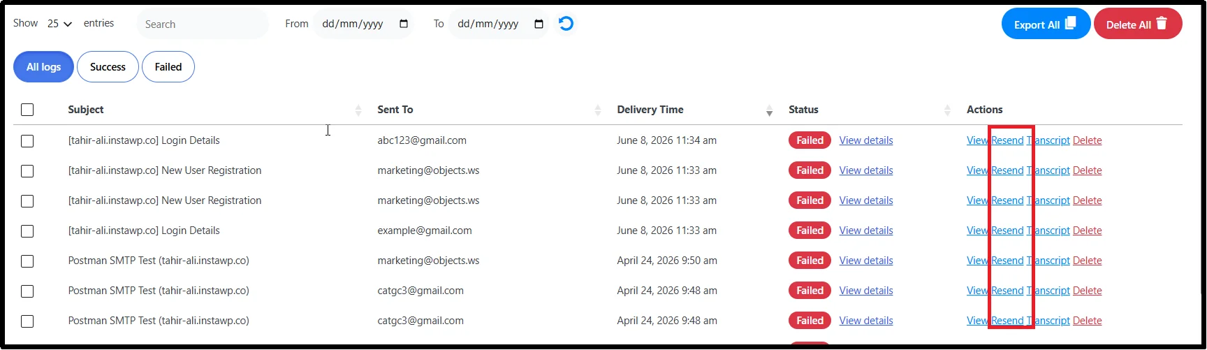 Resend a failed WooCommerce email from the Post SMTP email logs