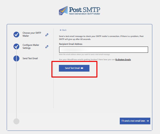 Sending a Test Email