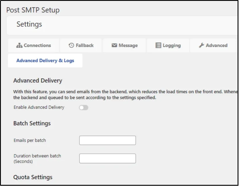 Advanced delivery and logs