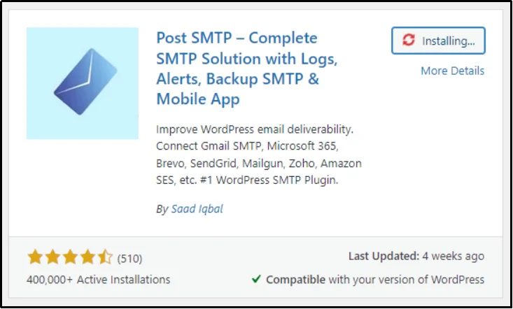 Post SMTP plugin listing