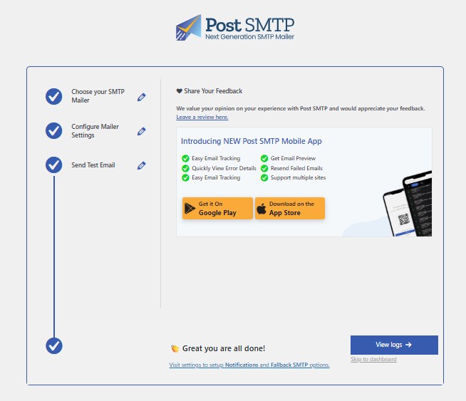 now successfully integrated Mailtrap with Post SMTP