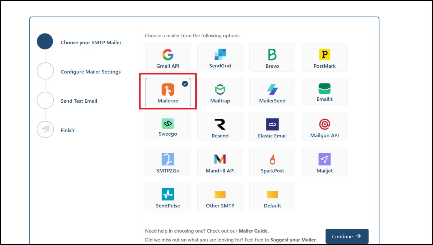 Select Maileroo as mailer in Post SMTP plugin