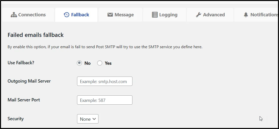 Fallback mailing system feature