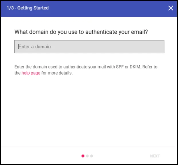 Enter your domain name to configure SMTP domain authentication