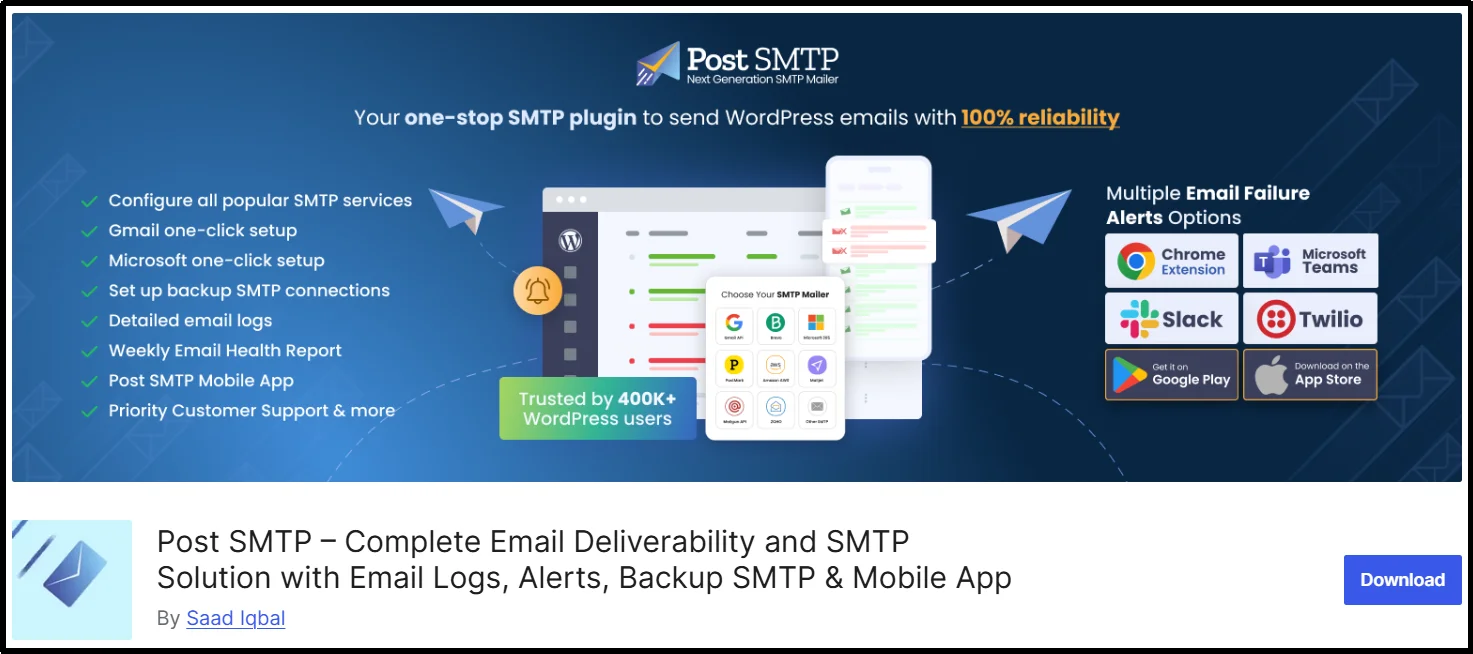 Introducing Post SMTP setup screen