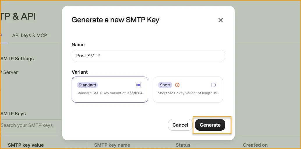 adding smtp key name