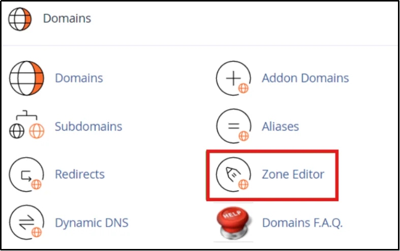 Click on Zone Editor in cPanel DNS settings