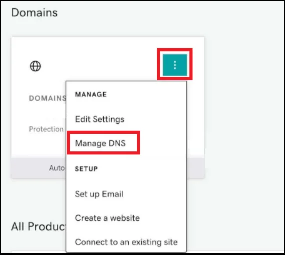 Open your domain DNS settings from the registrar dashboard