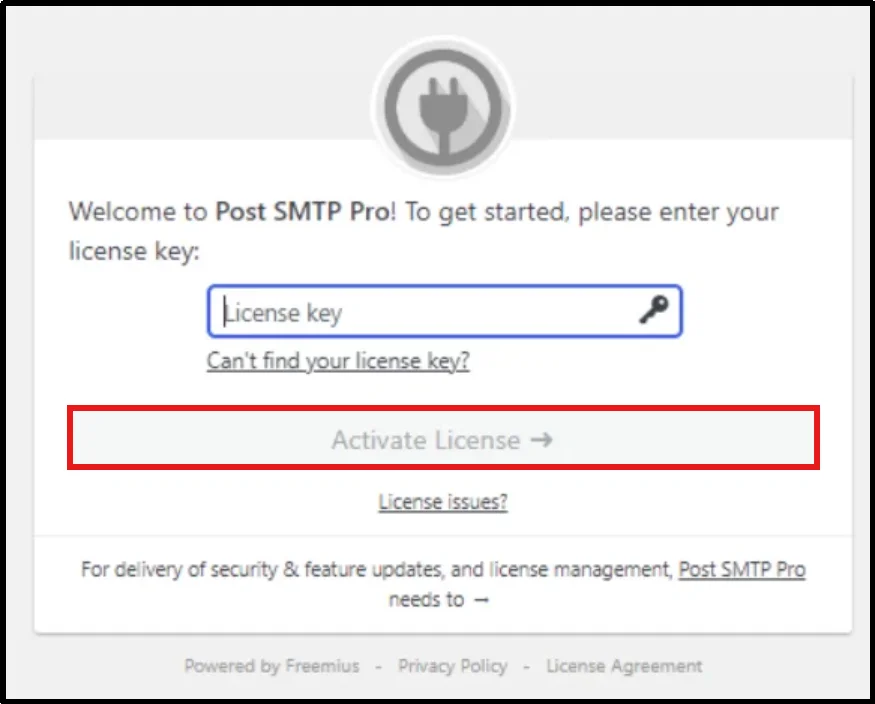 Activate Post SMTP Pro license key to unlock premium features