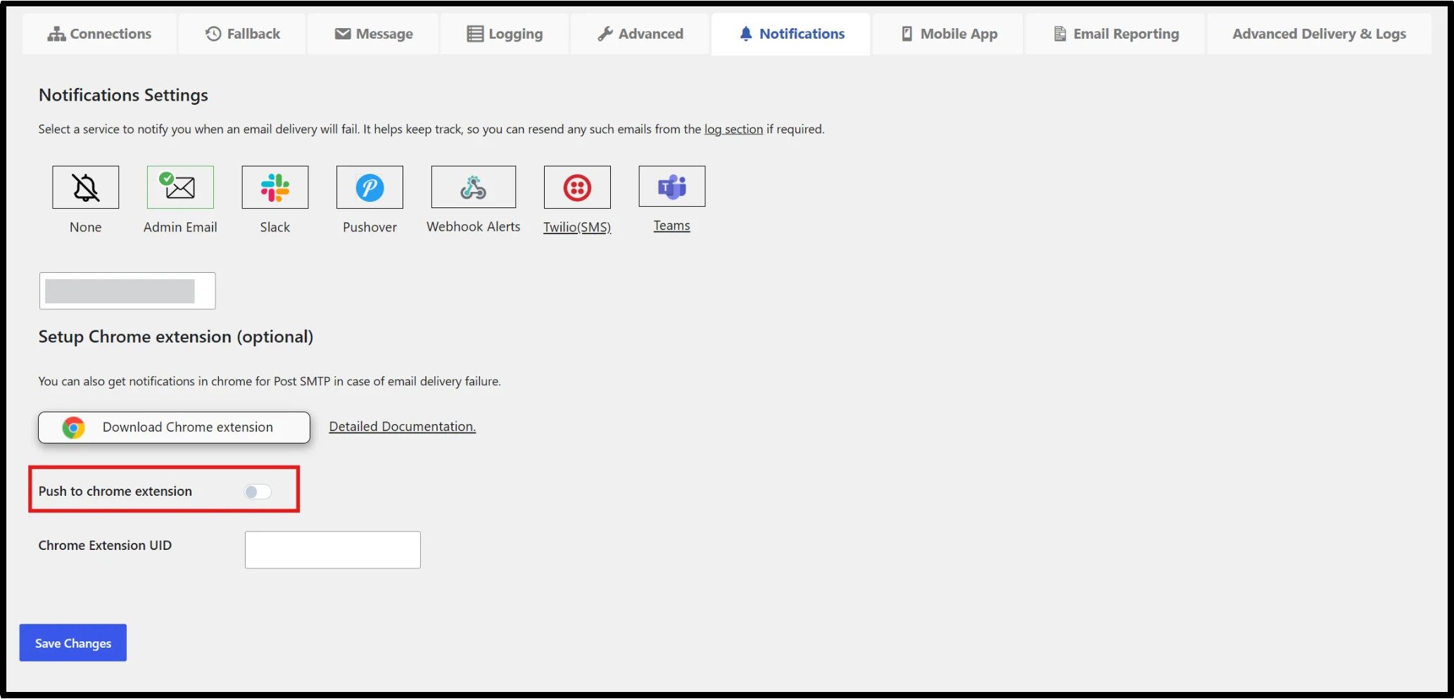Enable Chrome browser push notifications for email failure alerts