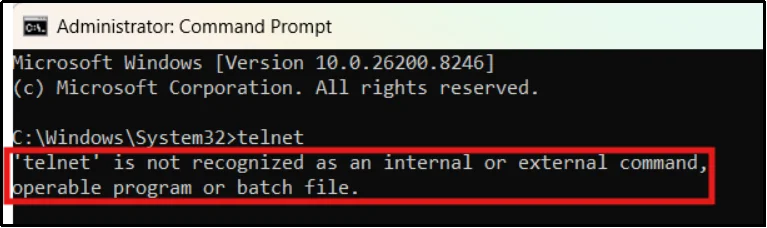 Enable Telnet on your system before testing SMTP connectivity
