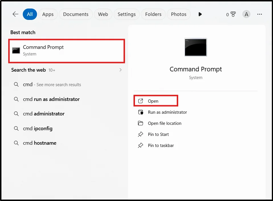 Open a command-line window to begin SMTP connectivity testing
