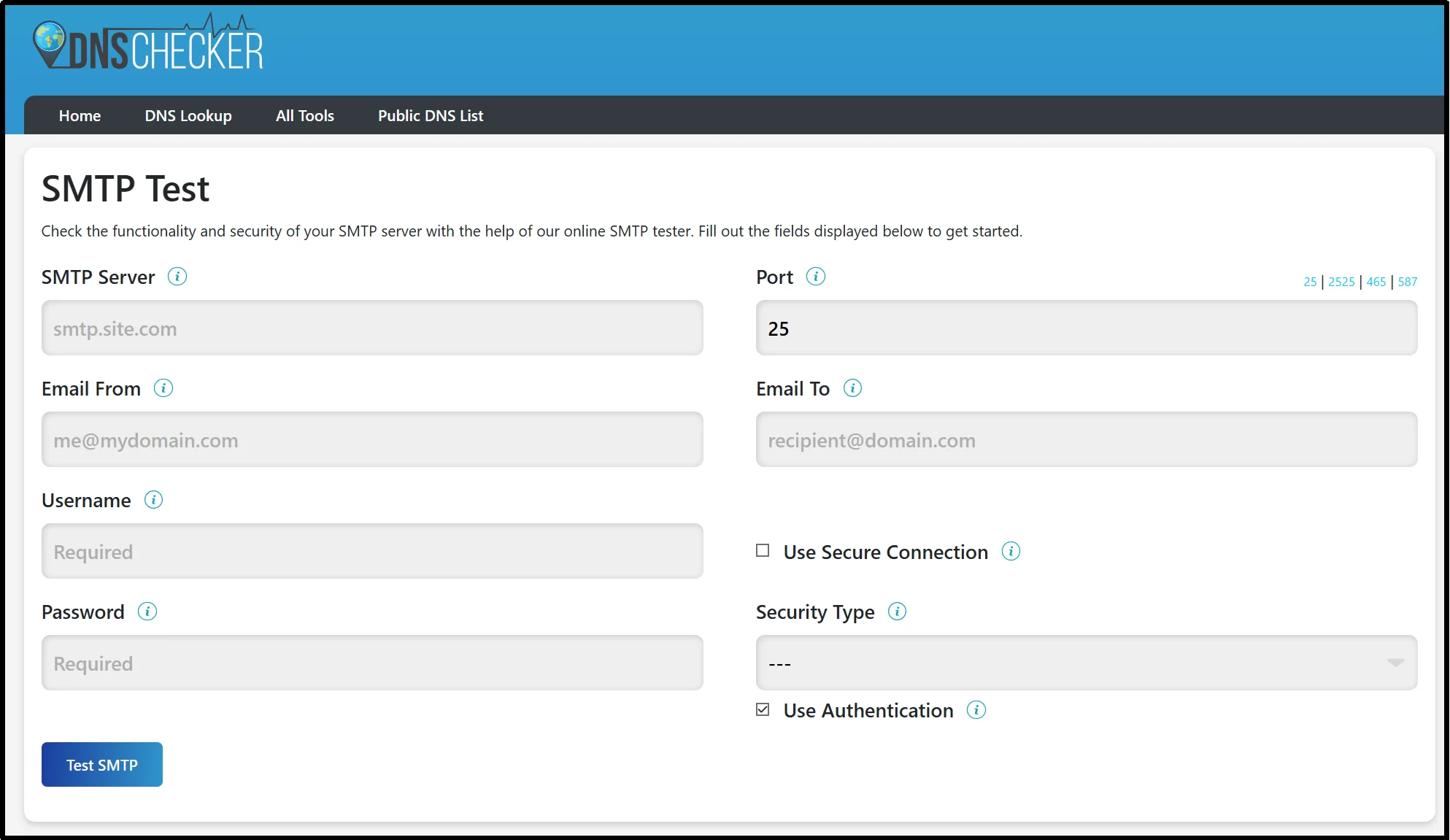 Compare reputable online SMTP testing tools
