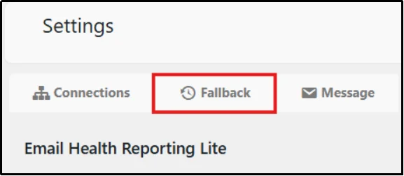 Open the Fallback tab to configure a backup SMTP connection