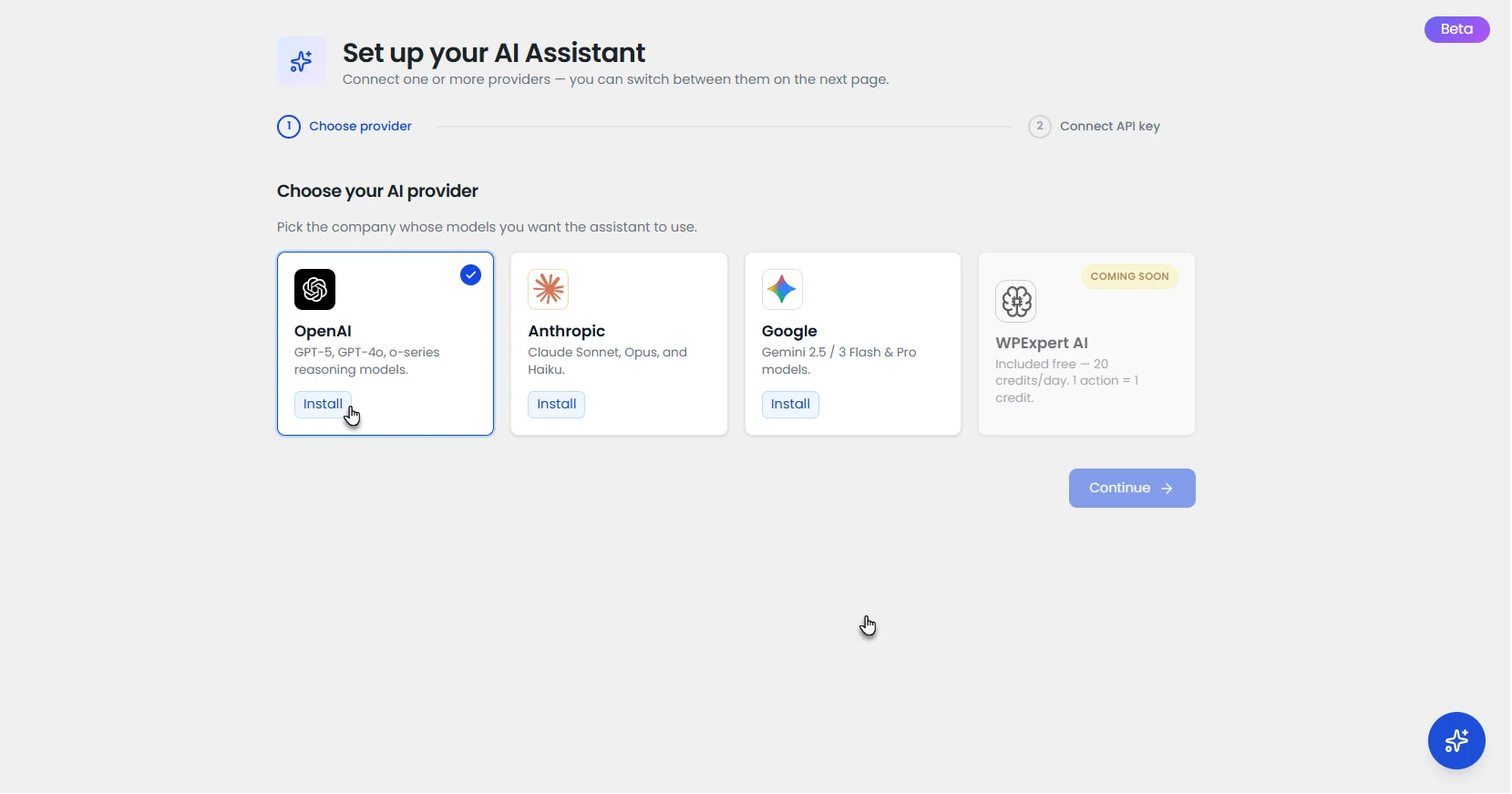 Selecting a preferred AI provider for the WooCommerce AI Assistant