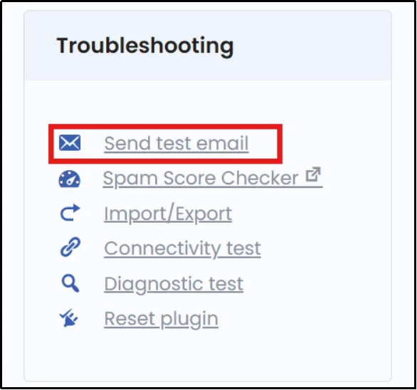 Sending a test email to verify the primary SMTP connection before testing failover