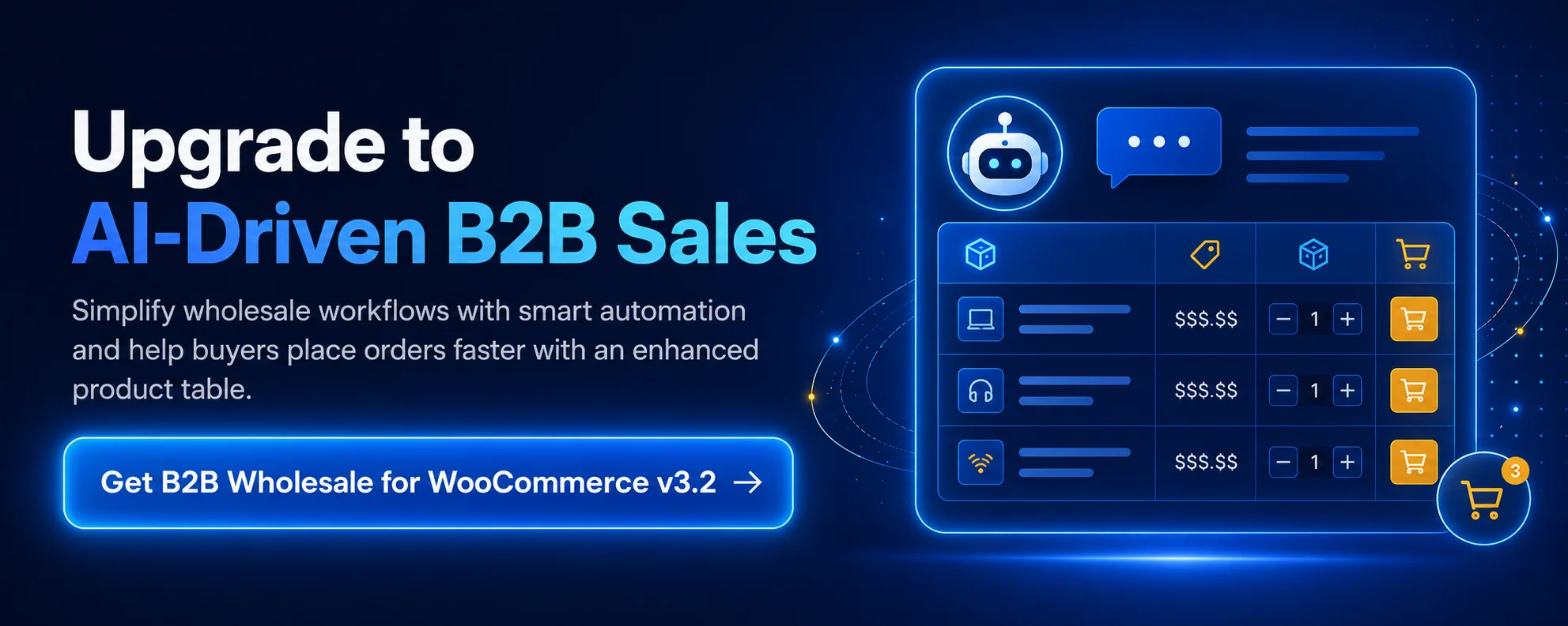 Wholesale for WooCommerce update screen with AI Assistant feature